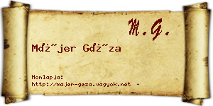 Májer Géza névjegykártya