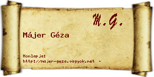Májer Géza névjegykártya